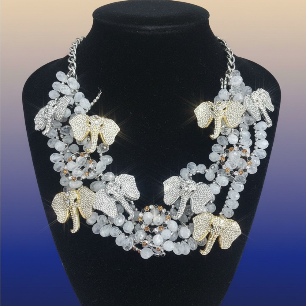 Chic Silver and Gold Elephant Necklace